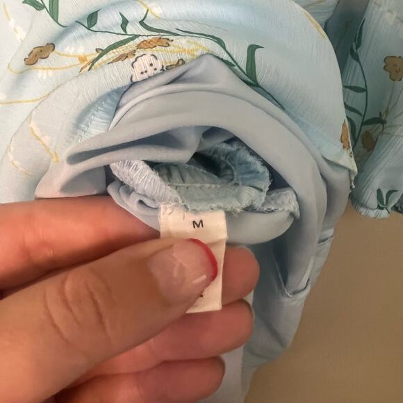 Exlura Floral Puff Sleeve Mini Dress Size M - Picture 6 of 6